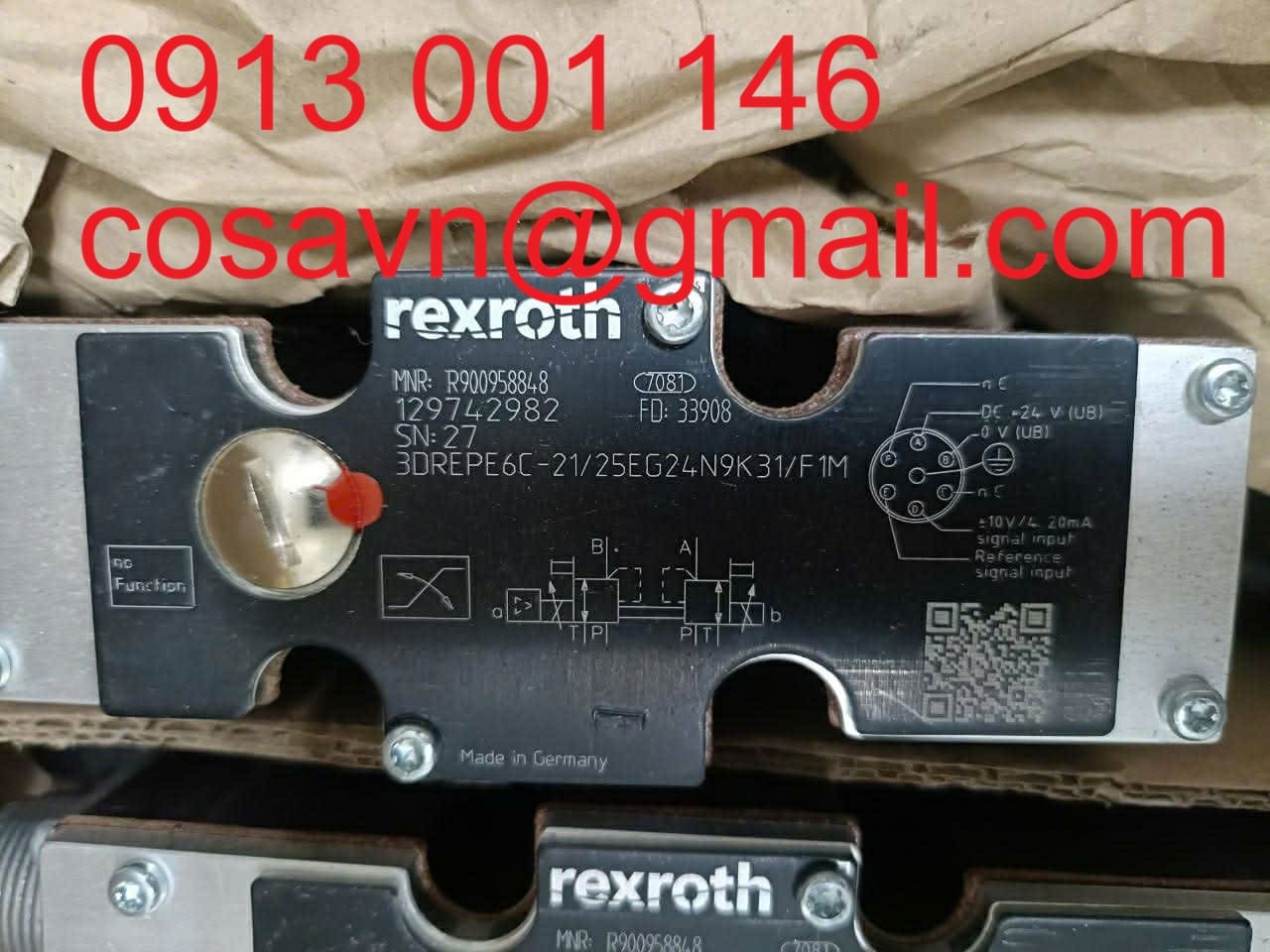 Bosch Rexroth Van giảm áp tỷ lệ vận hành trực tiếp 3 chiều Bosch Rexroth 3DREPE6C-21/25EG24N9K31/F1M 3DREPE6C-21/25EG24N9K31/F1M